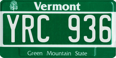 VT license plate YRC936