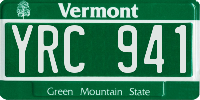 VT license plate YRC941