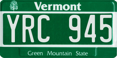 VT license plate YRC945