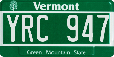 VT license plate YRC947