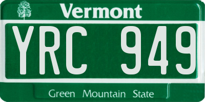 VT license plate YRC949
