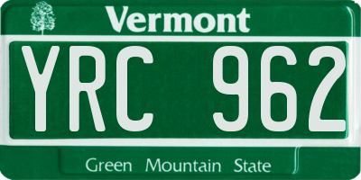 VT license plate YRC962
