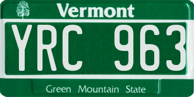 VT license plate YRC963