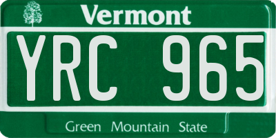 VT license plate YRC965