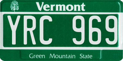 VT license plate YRC969