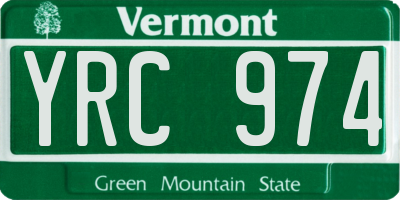 VT license plate YRC974