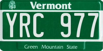 VT license plate YRC977