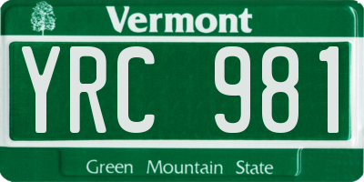 VT license plate YRC981