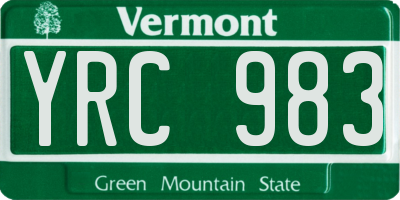 VT license plate YRC983