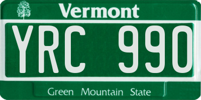 VT license plate YRC990