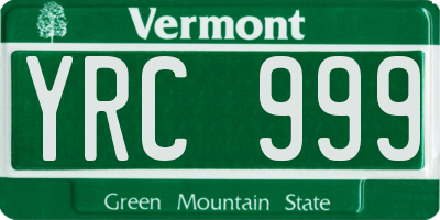 VT license plate YRC999