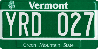 VT license plate YRD027