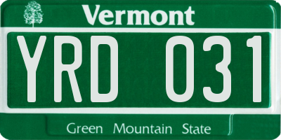 VT license plate YRD031