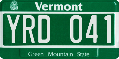 VT license plate YRD041