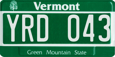 VT license plate YRD043