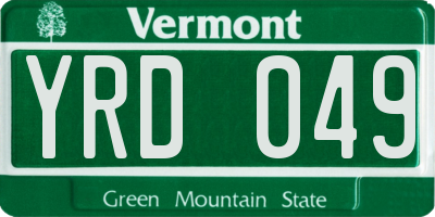 VT license plate YRD049