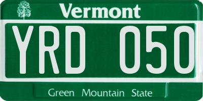 VT license plate YRD050