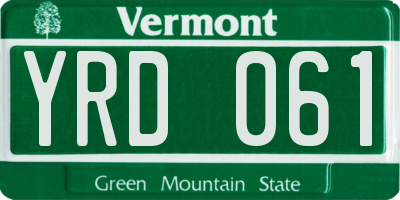 VT license plate YRD061