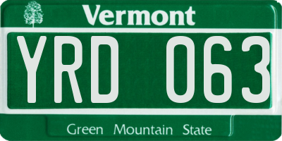 VT license plate YRD063