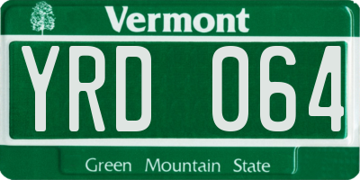 VT license plate YRD064