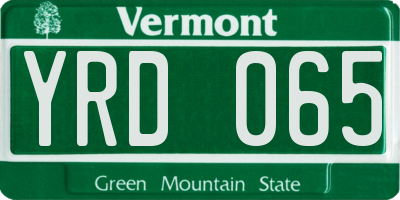VT license plate YRD065