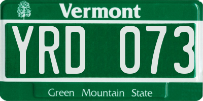 VT license plate YRD073