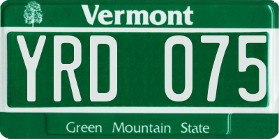 VT license plate YRD075