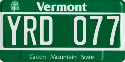 VT license plate YRD077