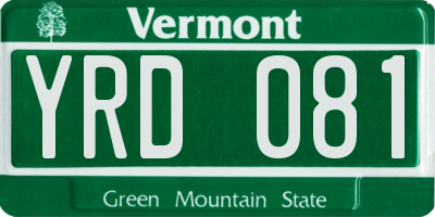 VT license plate YRD081