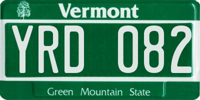 VT license plate YRD082