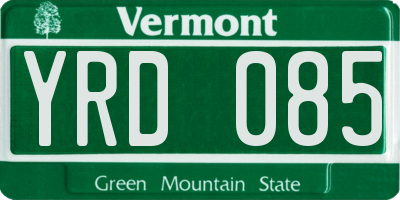 VT license plate YRD085