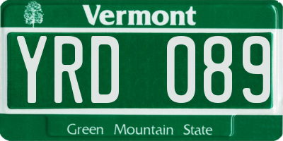 VT license plate YRD089