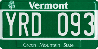 VT license plate YRD093