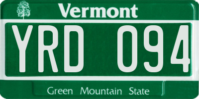VT license plate YRD094