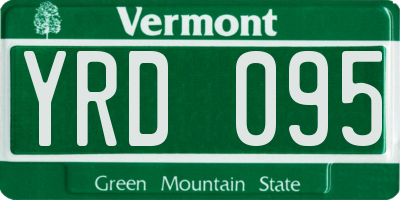 VT license plate YRD095