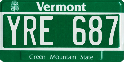 VT license plate YRE687