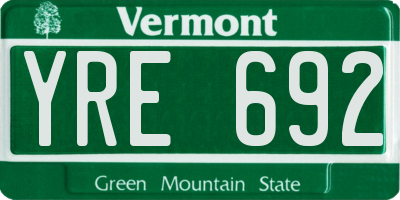 VT license plate YRE692