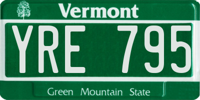 VT license plate YRE795