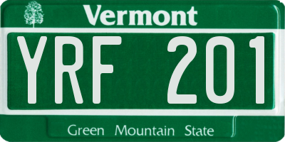 VT license plate YRF201