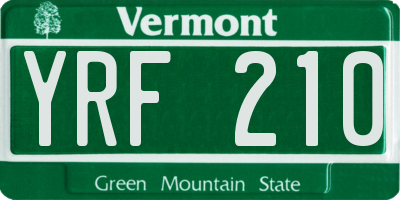 VT license plate YRF210