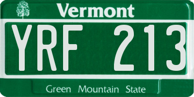 VT license plate YRF213