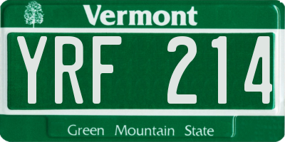VT license plate YRF214