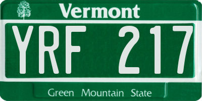 VT license plate YRF217