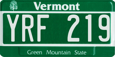 VT license plate YRF219