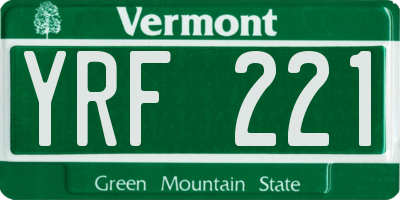 VT license plate YRF221