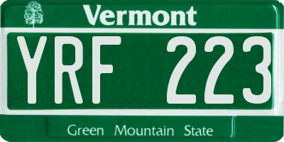 VT license plate YRF223