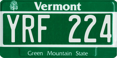VT license plate YRF224