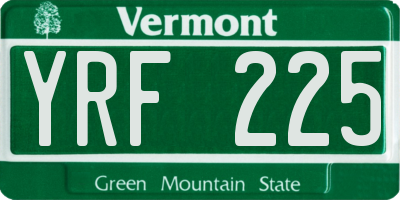 VT license plate YRF225