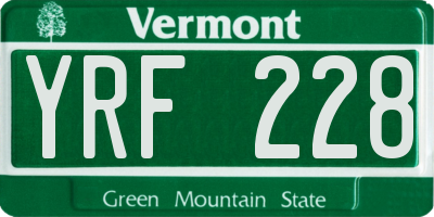 VT license plate YRF228