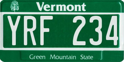 VT license plate YRF234
